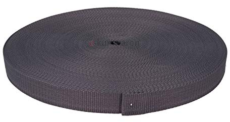 Gurtband Polypropylen 2m oder 5m lang - 32 Farben Breiten: 20mm 25mm 30mm 40mm 50 mm (860 Anthrazit)