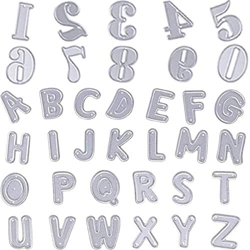Fustelle Alfabeti A-Z Numeri 0-9, U-horizon Set di 2 Stampini con Alfabeto in Metallo, Fustelle in Acciaio per DIY scrapbooking, fai da te, album fotografico, regalo