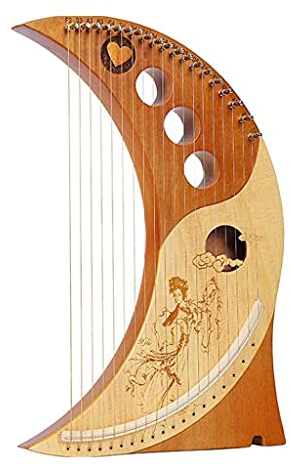 Harfe Instrument Lyre, Mahagoni Instrument Saiteninstrument, 19 Lyre Harfe, Esign Der Mondharfen für Kinder Anfänger Erwachsene, Einfach Zu Bedienen