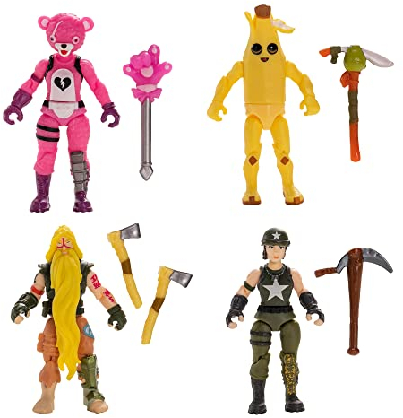 Fortnite FNT0987 Micro Legendary Series Squad Mode, Vier 6,3 cm sehr detaillierte Figuren mit Erntewerkzeugen, Mehrfarbig