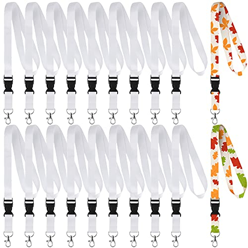20 Stück Sublimations-Lanyards, blanko, weiß, Neopren, DIY-Weihnachtsgeschenke für Schlüsselanhänger, Karte, Namensschild-Halter