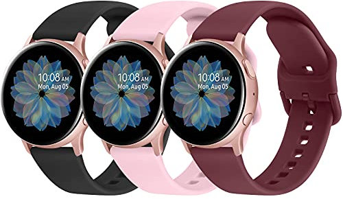 Fook 3 Pack Correa Compatible con Samsung Galaxy Watch Active 2 40mm 44mm, 20mm Pulseras de Repuesto para Galaxy Watch 3 41mm / Galaxy Watch 42mm / Gear S2 Classic/Galaxy Watch 4/4 Classic