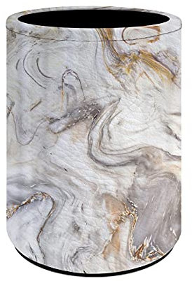 Binienty PU Leather Pen Pencil Holder Pouch, Pen Cup Pot, Luxurious White Marble Print, Women Makeup Brush Storage Pouch