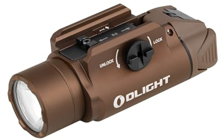 OLIGHT PL-3S Valkyrie Linterna Potente Táctica 200M 1000LM con Riel Ajustable Doble Engranaje para Caza Investigación Actividades Deportivas y Exteriores Compatible con Picatinny & Riel GL(Desierto)