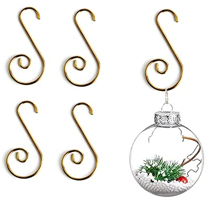 HERZWILD kugelaufhänger 100pcs Christbaumkugeln Aufhänger Weihnachtskugel S-Haken mit Stern schnellaufhängern f. Kugel Weihnachtsbaum Christbaum Baumkugeln Christbaumschmuck (Gold/B)