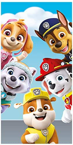 Jerry Fabrics Kinder Handtuch Saunatuch Strandtuch Paw Patrol mit Skye Chase Marschall Rubble Everest 70 x 140 cm, 100% Baumwolle, für Jungen und Mädchen