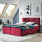 Boxspringbett Doppelbett TEO - Bett mit Bonellmatratze, mit Bettkasten für Bettwäsche und Topper. Gepolsterte Kopfstütze in 3 verschiedenen Varianten (Rot, 180x200 TEO 1)
