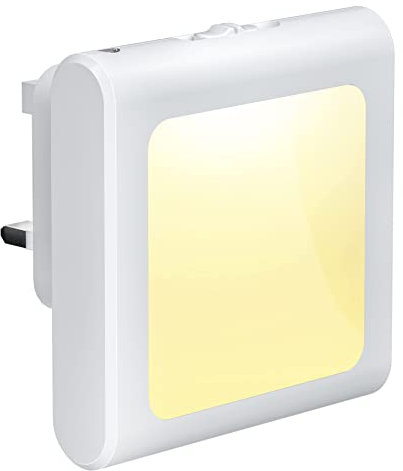 Denidou LED Night Light Plug in Wall Night Light with Dusk to Dawn Photocell Sensor & Brightness Adjustable 2700K Warm White Lamp for Kids/Children/Adults, Stairs, Hallway, Kitchen, Bedroom