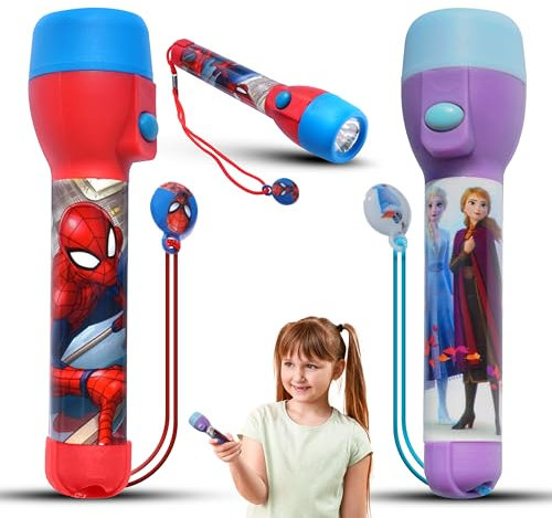 2x Grandes Torches LED, Lampe Torche Veilleuse Gelée Non Toxique LED pour Noël, Cadeaux d'anniversaire, Lampe de Poche en Plastique Spider-Man 16 cm pour Enfants de 3 Ans et Plus