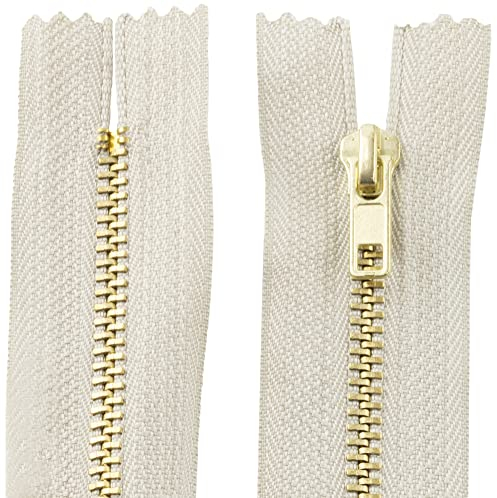 AERZETIX - C61231-2er-Set nicht trennbare Reißverschlüsse 14 cm aus metall - zipper - Farbe hellbeige -nähzubehör lederwaren etuis röcke kleider hosen kurzwaren