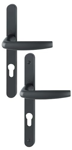 HOPPE AG BCA22208 Ensemble de Porte-fenêtre Plaque étroite Atlanta 1530/300LMSGL HOPPE 195mm Noir 9714 Clé i Entr.92 C.8-ép.68/77-3401168