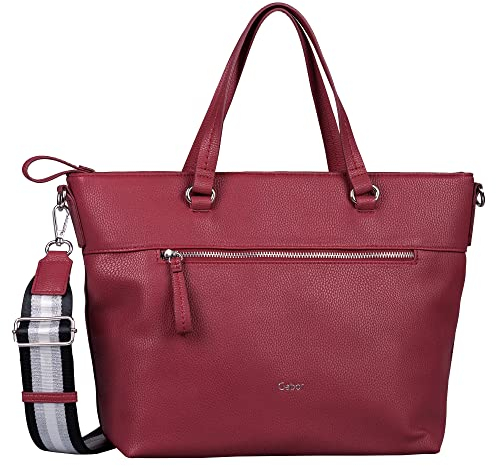 Gabor bags Silvia Damen Shopper Umhängetasche Reißverschluss Groß Rot