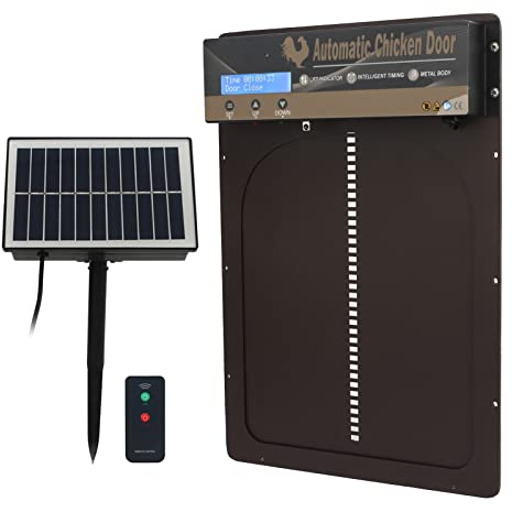 Automatische Hühnerstalltür, Solar-/batteriebetriebene Hühnertür mit Timer, Lichtsensor und Fernbedienung, Multi-Modi-Aluminiumstalltüröffner für Gänse, Enten, Geflügeltüren