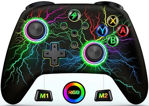 HELLCOOL Mando Pro para Nintendo Switch/Lite/OLED,Mando Inalámbrico con Luz RGB, Función Programable/Turbo/Despertar, Control Preciso, Vibración Doble Motor - Switch Controller con PC/Android/iOS