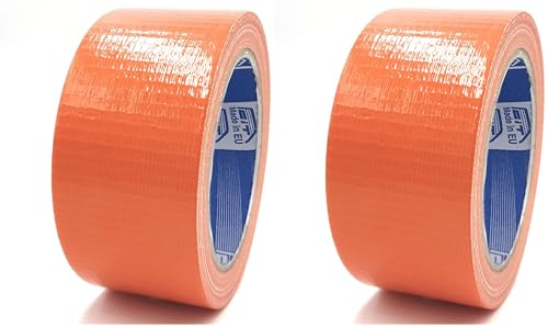 ACIT Ruban toilé américain, duct tape, 50 mm x 25 mètres, imperméable, réparations et bricolage, isolant, pour tous types de réparations (Orange) (Lot de 2)