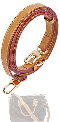 DGAZ Vachetta-Leder Schulterriemen, Ersatz Taschengurt für Speedy mit Geschenkbox und D Ringe, Handgefertigt Lederschultergurt, Einstellbare Länge 90–120cm (Apricot Yellow, Breite1,5cm)