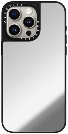 CASETiFY Mirror iPhone 15 Pro Max Case [Reflective / 4.9ft Drop Protection/Compatible with Magsafe] - Silver on Black