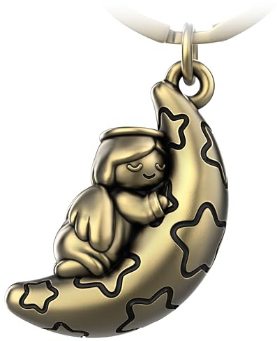 FABACH Schutzengel Schlüsselanhänger Moony mit Mond - Glücksbringer Schutzengel aus Metall - Engel Schlüsselanhänger Schutzengel - Engel Glücksbringer Schutzengel Liebe Geschenk