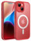 JETech Magnetic Case for iPhone 14 6.1-Inch Compatible with MagSafe, Translucent Matte Back Slim Shockproof Phone Cover (Red)