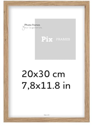 Pix FRAMES Bilderrahmen 20x30 cm - Holzrahmen für Foto - Rahmen mit Scheiben aus Plexiglas - Rahmen zum Aufhängen und Aufstellen - Modern Photo Frame - Eiche