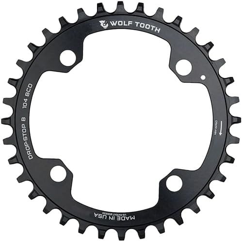Wolf Tooth 104 BCD Kettenblatt 38t, 104 BCD, 4 Bolzen, Drop-Stop B, Schwarz