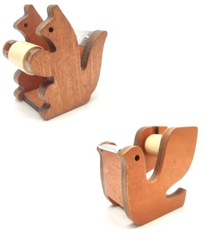 ZAHD 2 Stück Distributeur de Bande adhésif Rouleau Naturel Coupeur de ruban adhésif en bois Support de ruban Distributeur de table Dévidoir de ruban adhésif portable pour bureau Pour le bureau