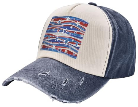 ZISHAK Baseballkappe mit patriotischen Sternstreifen, Unisex, Sport, Cowboyhut, Baseballkappe für den Alltag, Sport, Outdoor-Aktivitäten, verstellbare Größe, Patriotic Stars Stripes Independence Day,