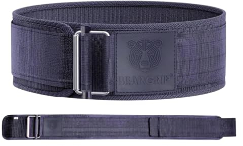 BEAR GRIP - Selbstverriegelnder Gewichthebergürtel, Premium Gewichthebergürtel für Crossfit, Powerlifting, Bodybuilding, Hebegürtel für Männer und Frauen (Marineblau, L)