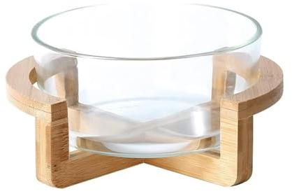 SaiDuoDuo Frutero de Vidrio, Soporte para frutero de exhibición para Ahorrar Espacio en la encimera, Organizador de contenedores de Almacenamiento con Soporte de Madera,Clear,L