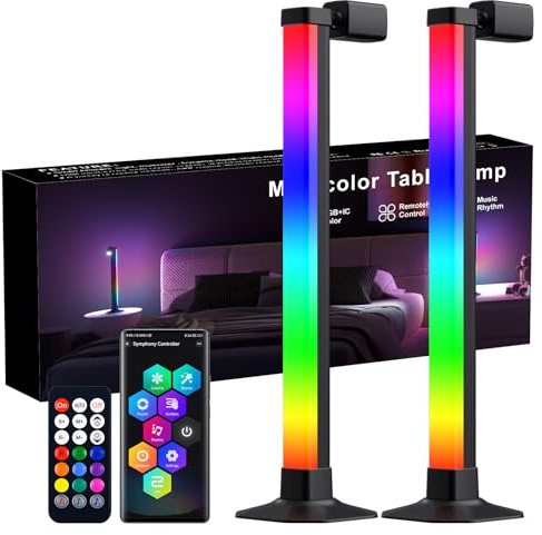 Lumtang 43CM RGB Lightbar Nacht Licht Ambiente,Musik Sync RGB IC LED Light Bar, USB Betrieben Ambient Lampe, Gaming TV Hintergrundbeleuchtung, Nachttisch-Leselampe…