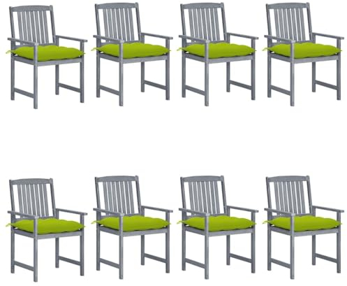 ZEYUAN Gartenstühle mit Kissen, Gartenmöbel, Balkonstühle, Balkonmöbel, Balkon Stuhl, Bistrostuhl, Balkonset, Garten Stühle, Armlehnenstuhl, 8 STK. Massivholz Akazie Grau