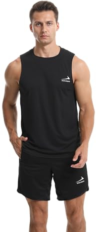 Herren Tanktop Gym Tshirt Muskel Fitness Training Laufshirt Fitness Tanks Ärmelloser T-Shirt Schwarz L