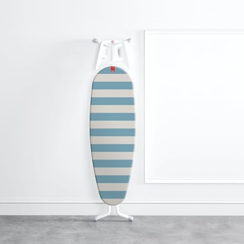 Rayen | Fodera universale per asse da stiro | Fodera da stiro regolabile EasyClip | 4 strati: 100% cotone con titanio | Imbottitura in schiuma | Antigoccia | Dimensioni: 130 x 47 cm | Stampa blu