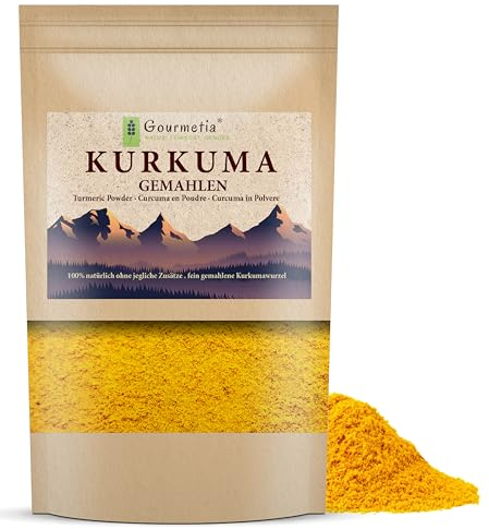 Gourmetia Kurkuma Pulver 900g, Kurkuma fein gemahlen – 100% naturbelassen
