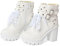 FOREADA Gothic-Stiefel mit klobigem Absatz für Damen, knöchelhoch, schwarz, Plateau-Stiefel, Schnalle, Nieten, Punk, Gothic, Schuhe mit Reißverschluss, Chunky Heel White, 41 EU