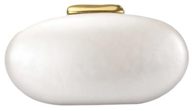 DEBIMY Muschel-Acryl-Abend-Clutch für Damen, eiförmige Acryl-Handtaschen, oval, Hochzeit, Party, Schultertasche, Crossbody-Tasche, Weiß, Beige