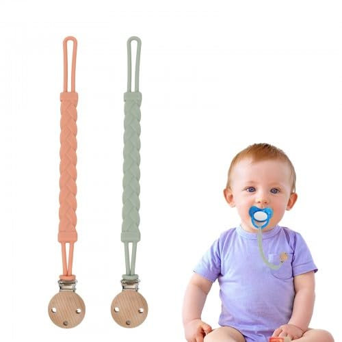 Clips Ciuccio Catenella Portaciuccio in Silicone, 2pcs Catene Ciuccio Succhietto Neonati, Clip Portaciuccio Morbide, Flessibile, Durevole - Alta Tenacità per Bambini, Massaggiagengive (03+04)