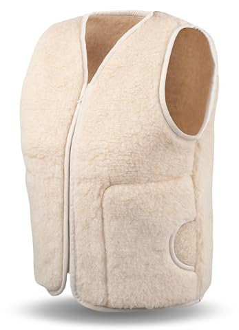 PinkZebra Damen Weste aus 100% Natur-Schurwolle + 5% Kamelwolle, warme Damenweste mit Reißverschluss, Wollweste atmungsaktiv, Schafwollweste, Merinowolle Weste, Gr. L, Kamel Hell