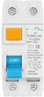 WGJJPQYK Disjoncteur électromécanique à Courant résiduel de Type A 230V 2P 6A 16A 63A 30mA 6KA, disjoncteur différentiel(50A)