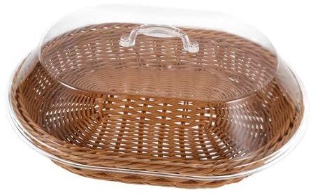 Ciieeo Cesta Tejida Bandeja De Mesa Cesta para Servir Comida Soporte De Almacenamiento Tejido