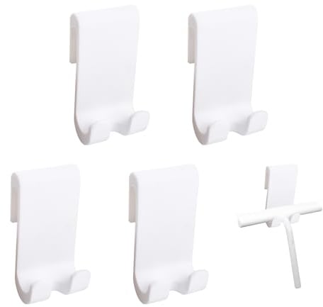 UFURMATE Ganci per porta doccia, 4 ganci in silicone per rasoio, ganci per porta della doccia, foro libero, ganci per asciugamani, senza cornice, in vetro, doppi ganci per asciugamani (bianco)