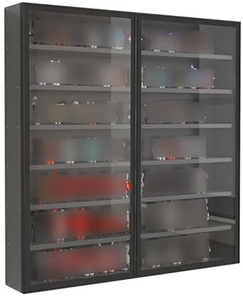 Vitrine murale noire pour objets de collection avec porte en verre 80 x 12,5 x 93 cm