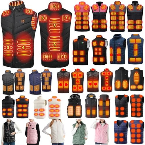 RLEHJN Black Friday Beheizbare Weste Damen Heizweste Herren Beheizte Jacke Winter Heizjacke Wärmeweste mit 8/9/11/13/15/17 Heizzone, Beheizte Weste Casual Beheizbare Jacke Leicht Heated Vest