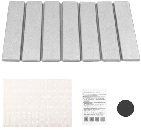 MENIBBLER Foldable Stone Dish Drainer Mat, Non-Slip Reusable Diatomite Drying Mat for Home (Gray)