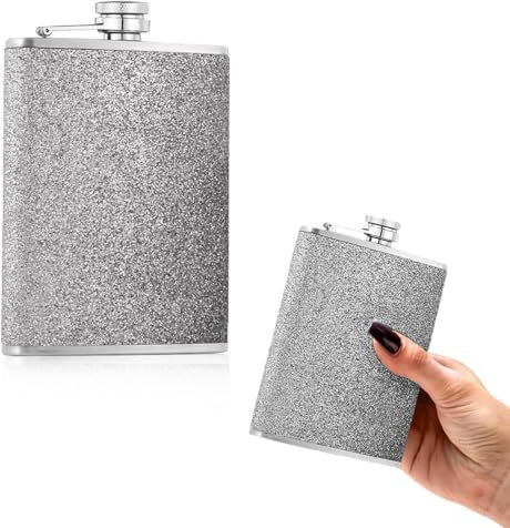 Flachmann Edelstahl 304 8 Oz mit Trichter - Auslaufsicher, Stilvoll und Tragbares Flaschen-Set für Männer und Frauen 240ml Hüftflasche mit Trichter, Edelstahl Whiskeyflasche(COLOR:Silber)