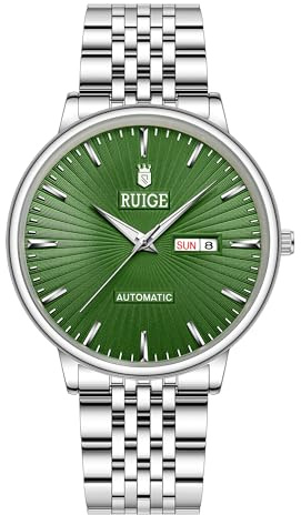 RUIGE Neue Edelstahl Herren Vollautomatik Uhr Wochenkalender Männer Mechanisches Uhrwerk Wasserdicht Mode Trend Uhr A6
