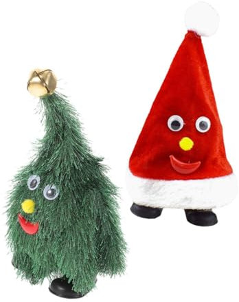 IMIKEYA 2 Stück Weihnachtsmütze lustige weihnachtsmütze weihnachtsdekoration Lustiges Weihnachtsspielzeug Weihnachtsmütze mit Musik Baum Plüsch tanzende Weihnachtsmütze Stoff
