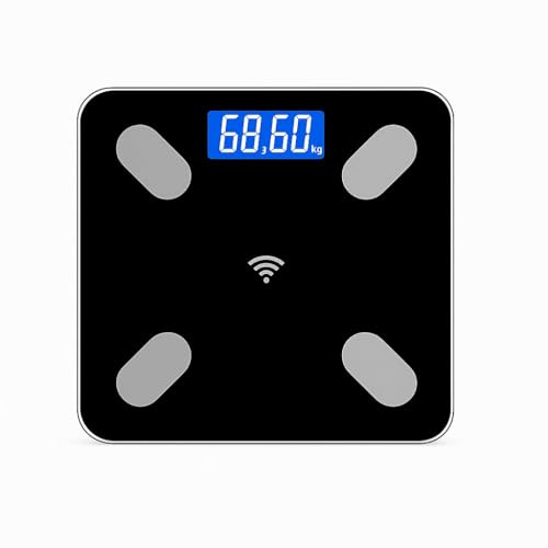 Intelligente digitale Personenwaage mit App, professionelle und intelligente Waage zur Überwachung von Körpergewicht, BMI und Fettmasse mit Batterien im Lieferumfang enthalten
