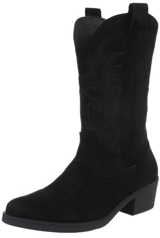 Ital Design Damen Stiefel mit Reißverschluss und Blockabsatz, spitze Form