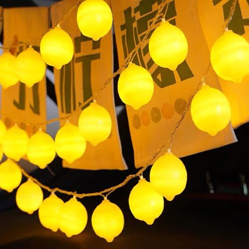 YeahBoom Zitronen Lichterkette,1.5M 10 LED Zitronenform Lichterkette,Batteriebetrieben,Zitronenlicht,Dekorative Lichter für Wohnzimmer,Bar,Schlafzimmer,Party,Karneval,Innen und Außen